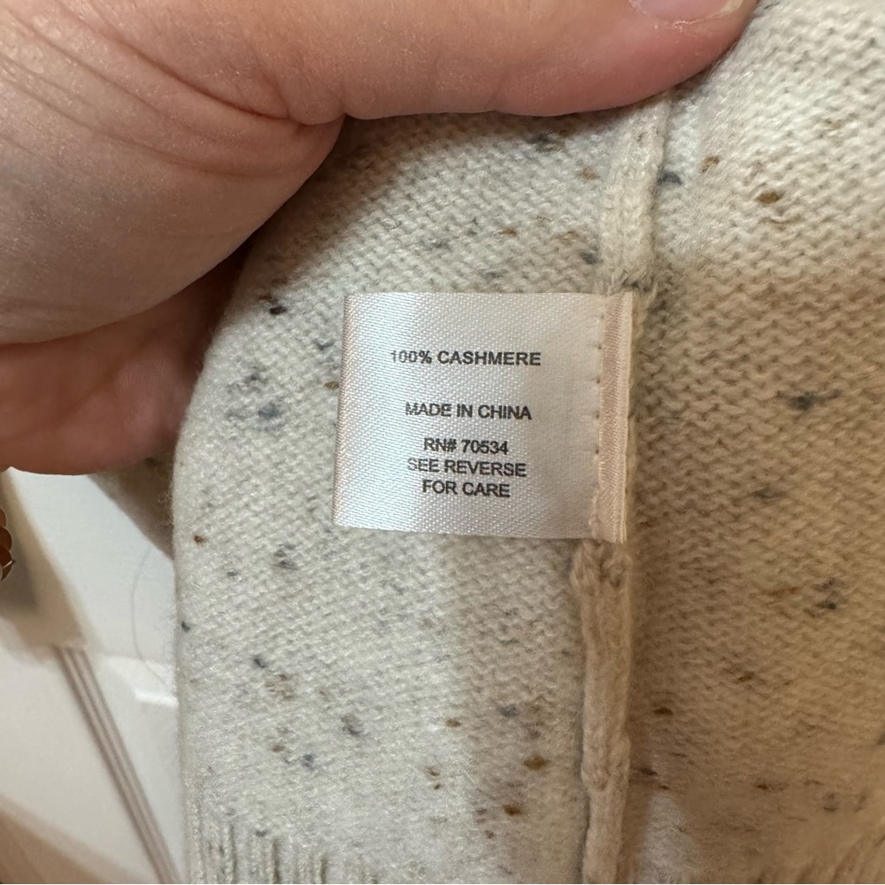 Orvis 100% Cashmere Donegal Heather Cream Gray Cardigan Button Sweater Speckled - Picture 4 of 6